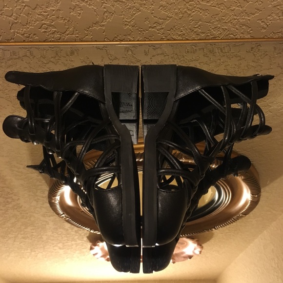 FSJ black block heel PU sandal - Picture 4 of 8